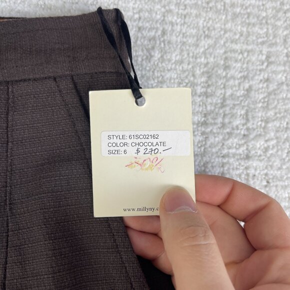 NWT Milly of New-York Chocolate Brown Skirt Size 6 Button up - Picture 7 of 14